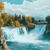 Manavgat Waterfall Landscape Diamond Painting