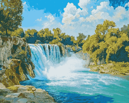 Manavgat Waterfall Scene Diamond Painting