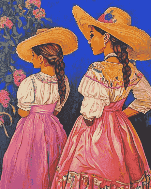 Mexican Women and Children Diamond Painting