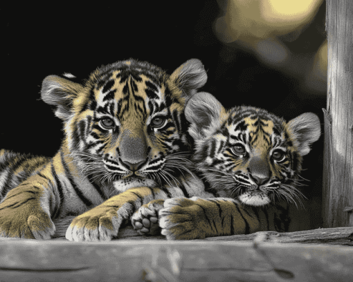 Monochrome Baby Tiger Diamond Painting