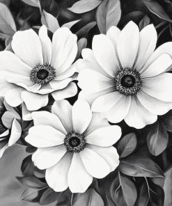 Monochrome Blossoms Diamond Painting