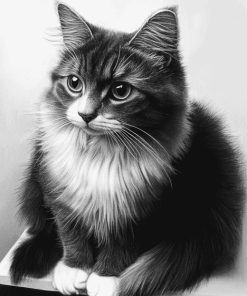 Monochrome Fluffy Kittens Diamond Painting