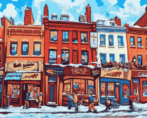 Montreal Bagel Building Animation Diamond Painting