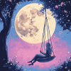 Moon and Cartoon Swing Diamond Painting