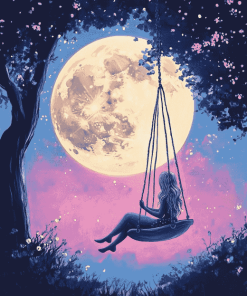 Moon and Cartoon Swing Diamond Painting