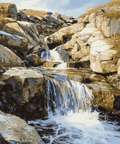 Mountain Stream Waterfalls Diamond Painting