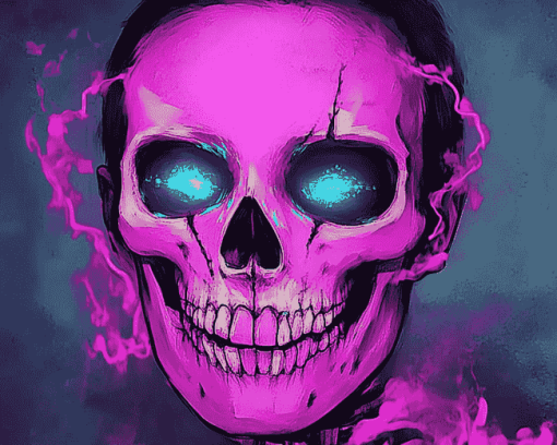 Neon Skeleton Skull Diamond Painting