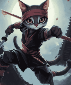 Ninja Cat Animation Diamond Painting