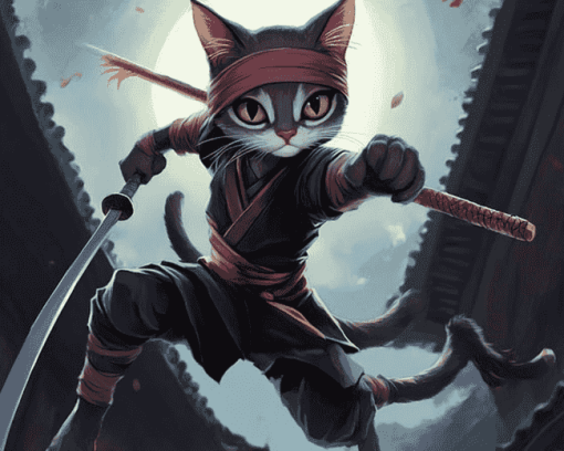 Ninja Cat Animation Diamond Painting