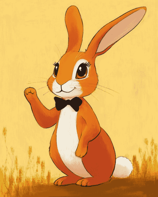 Orange Big Eared Rabbit Diamond Painting