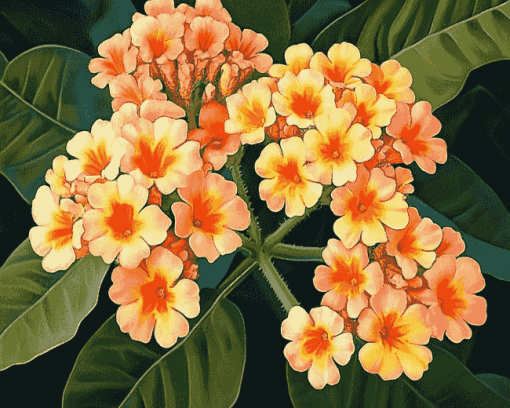 Orange Blossom Lantanas Diamond Painting