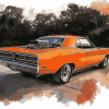 Orange Plymouth Roadrunner Car Diamond Painting