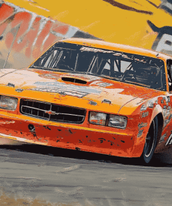 Orange Stock Car Racing Diamond Painting