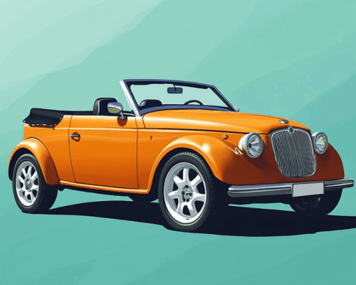 Orange Ww Convertible Car Diamond Painting