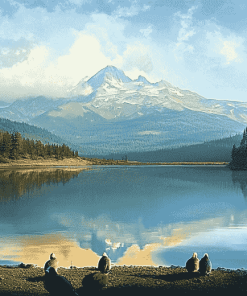 Oregon Mountain Lake Scene Diamond Painting