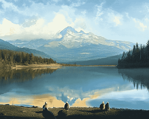 Oregon Mountain Lake Scene Diamond Painting