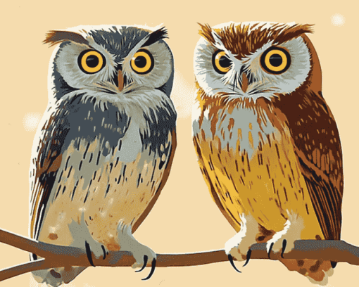 Owl Couple Diamond Painting Birds