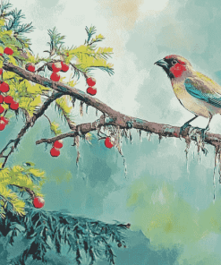 Parrot on Cedar Tree Diamond Painting