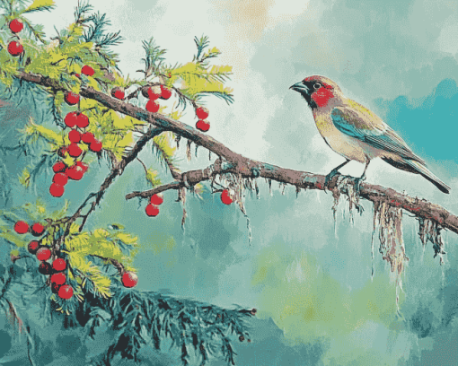 Parrot on Cedar Tree Diamond Painting