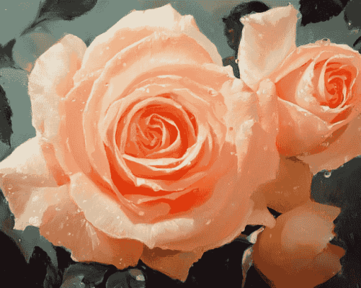 Peach Rose Blossom Diamond Painting