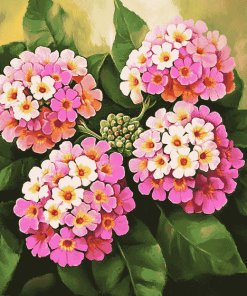 Pink Lantanas and Roses Diamond Painting