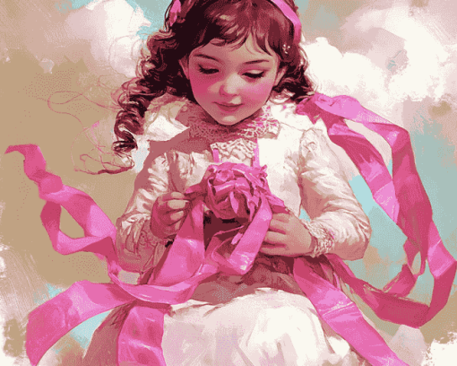 Pink Little Girl Diamond Painting