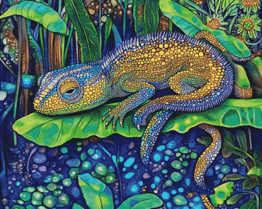 Psychedelic Chameleon Animation Diamond Painting