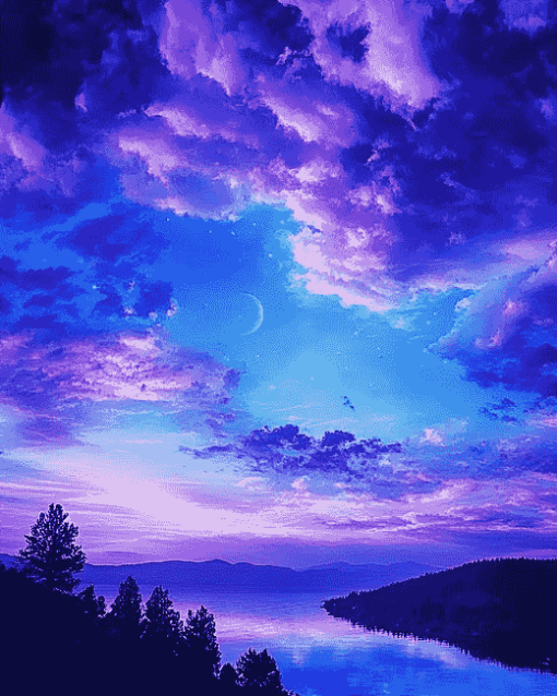 Purple And Blue Sky Diamond Painting