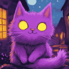 Purple Cartoon Kitties Diamond Painting