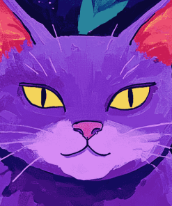 Purple Cat Animation Diamond Painting