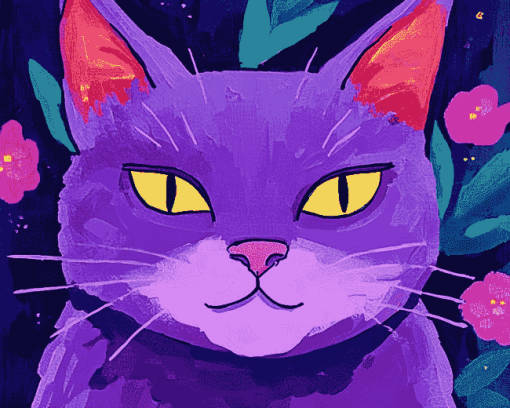 Purple Cat Animation Diamond Painting