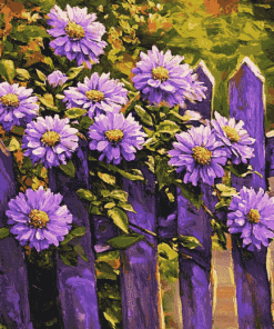 Purple Floral Fence Diamond Painting