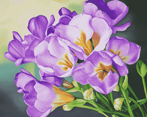 Purple Freesia Floral Diamond Painting