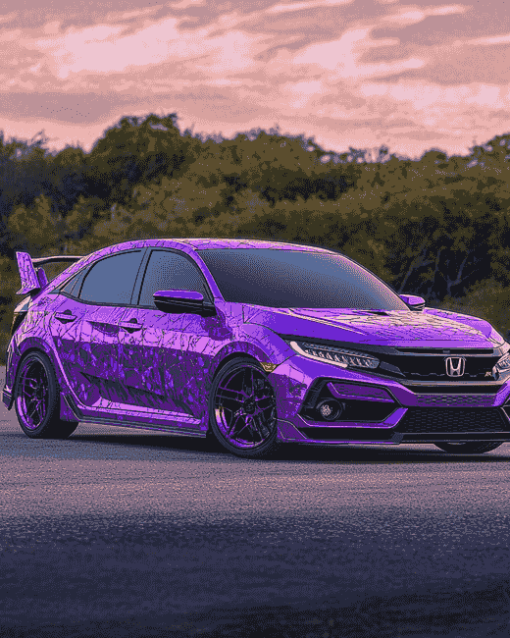 Purple Honda Hatchback Diamond Painting