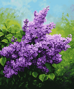 Purple Lilac Blossoms Diamond Painting