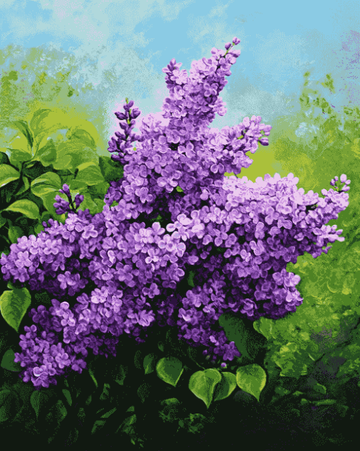 Purple Lilac Blossoms Diamond Painting