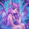 Purple Unicorn Animation Diamond Painting