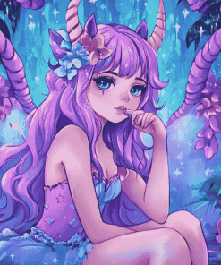 Purple Unicorn Animation Diamond Painting