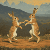 Rabbits Dancing in Mountain Landscapes Diamond Painting