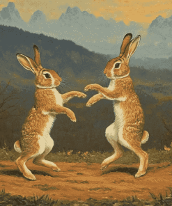 Rabbits Dancing in Mountain Landscapes Diamond Painting