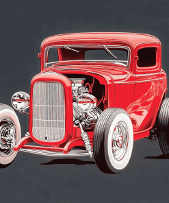 Red 32 Ford Coupe Engine Diamond Painting