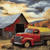 Red Barn and Vintage Truck Diamond Painting