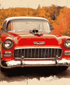 Red Classic Chevy Vintage Diamond Painting