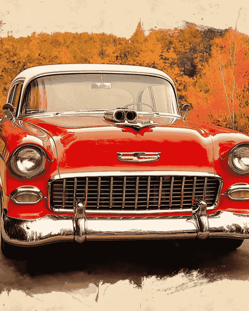 Red Classic Chevy Vintage Diamond Painting