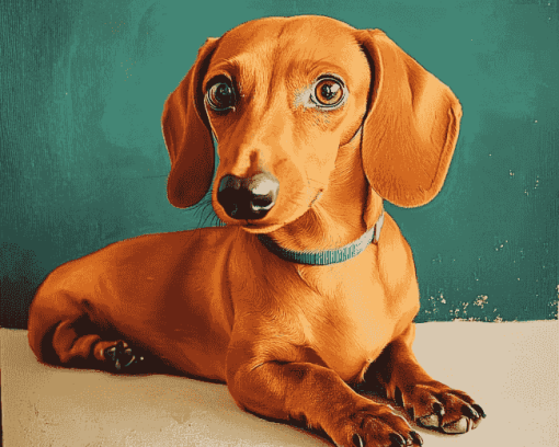 Red Dachshund Puppy Diamond Painting