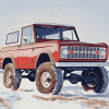 Red Ford Bronco Engine Diamond Painting