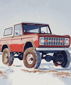 Red Ford Bronco Engine Diamond Painting