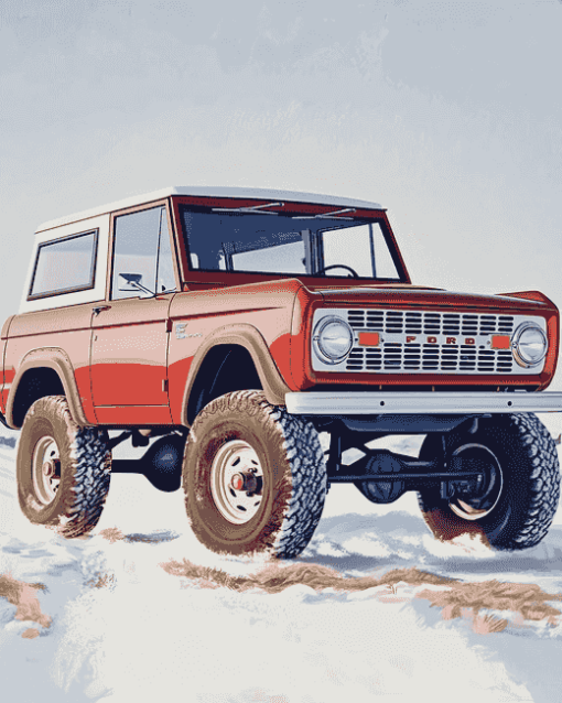 Red Ford Bronco Engine Diamond Painting