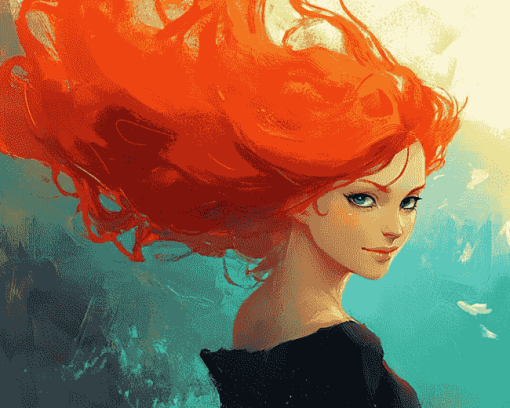 Red Hair Woman Animation Diamond Painting