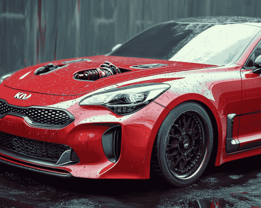 Red Kia Stinger Performance Diamond Painting